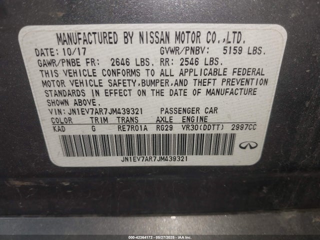 JN1EV7AR7JM439321 Infiniti Q50