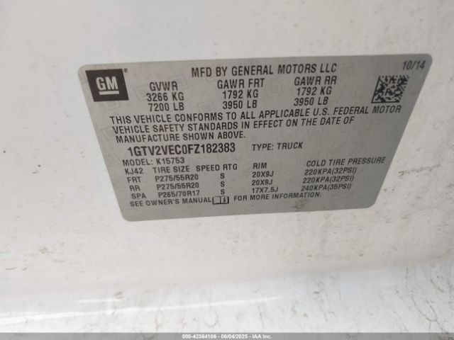 1GTV2VEC0FZ182383 GMC l83 - vvt, active fuel management, aluminum