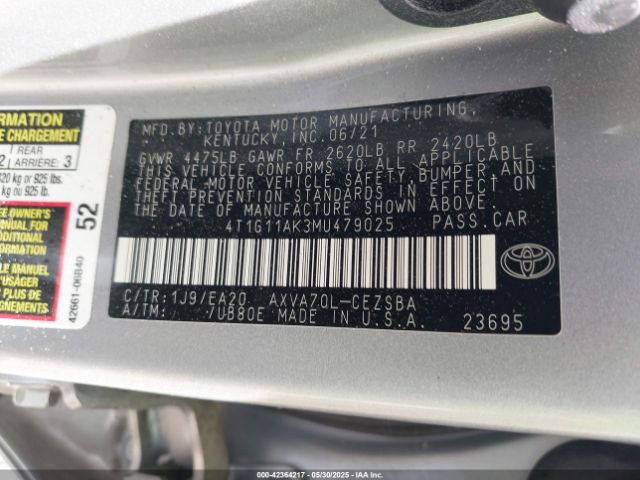 4T1G11AK3MU479025 Toyota a25a-fks