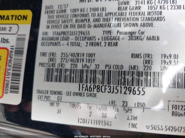 2018 FORD MUSTANG 1FA6P8CF3J5129655 Photo 8