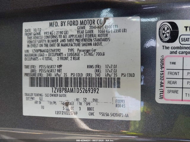 2013 FORD MUSTANG 1ZVBP8AM1D5269392 Photo 8