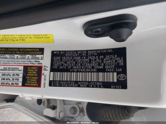 4T1BF1FK9EU843485 Toyota CAMRY SE