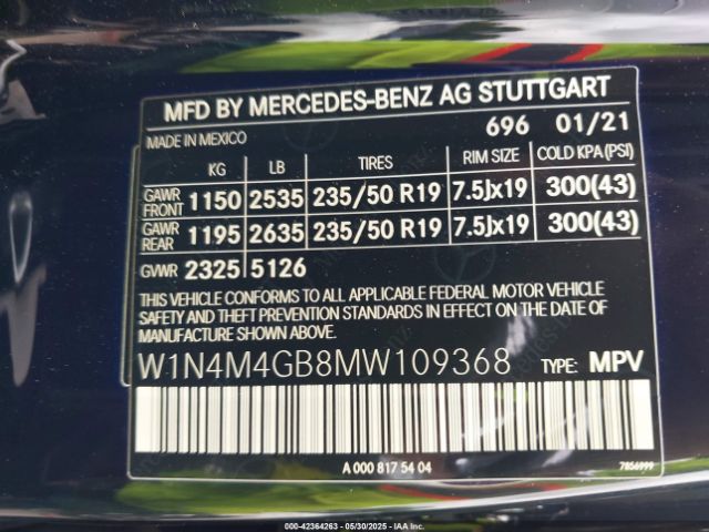 2021 MERCEDES-BENZ GLB 250 W1N4M4GB8MW109368 Photo 8
