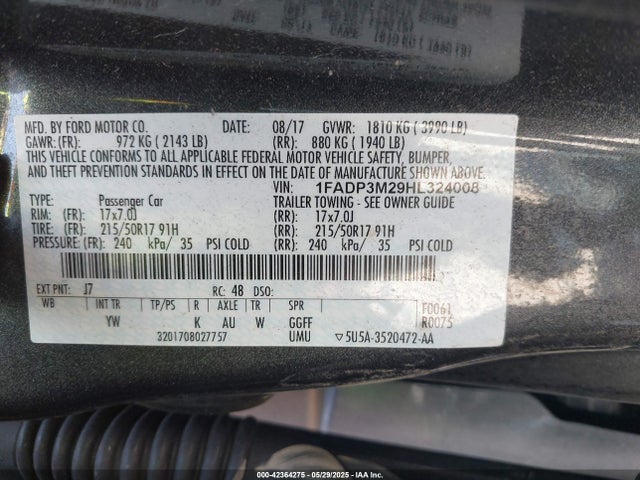 1FADP3M29HL324008 Ford FOCUS SEL