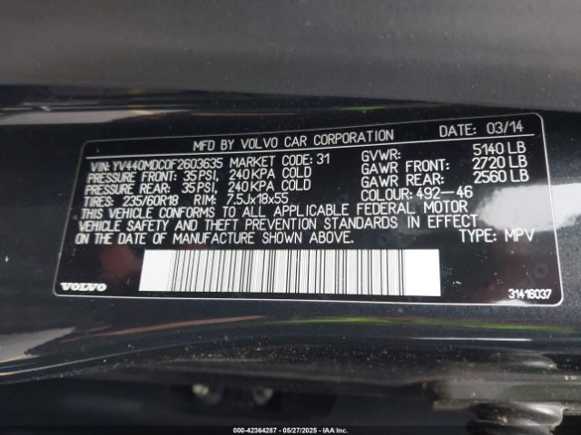 2015 VOLVO XC60 YV440MDC0F2603635 Photo 8