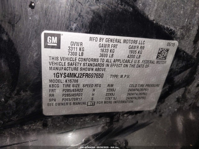 2015 CADILLAC ESCALADE 1GYS4MKJ2FR697650 Photo 8