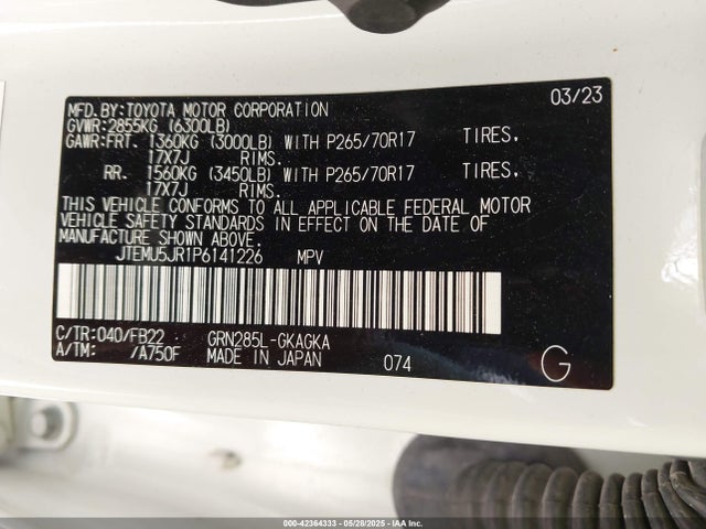 JTEMU5JR1P6141226 Toyota 1gr-fe