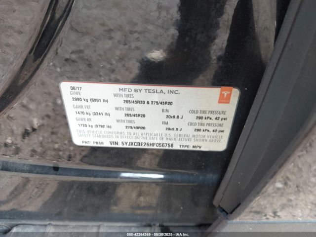 2017 TESLA MODEL X 5YJXCBE26HF056758 Photo 8