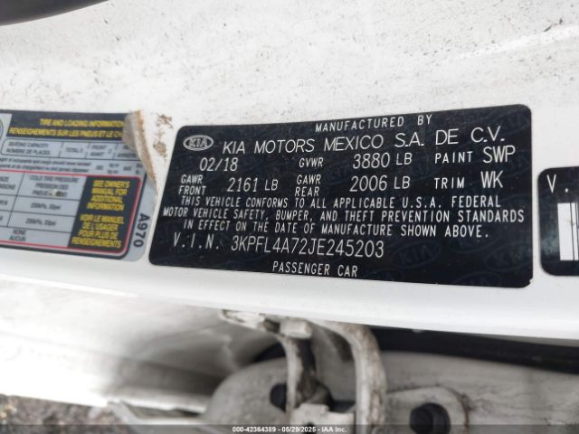3KPFL4A72JE245203 KIA FORTE LX