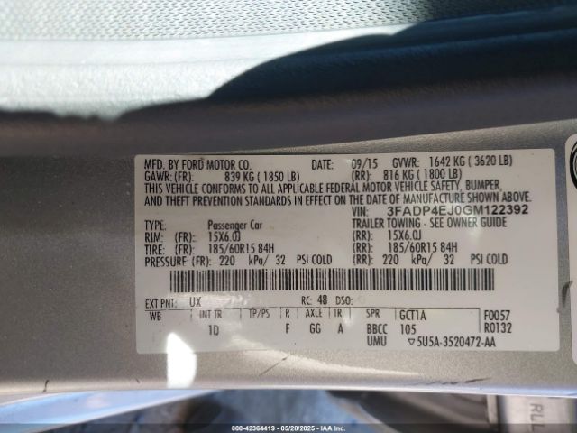 3FADP4EJ0GM122392 Ford FIESTA SE