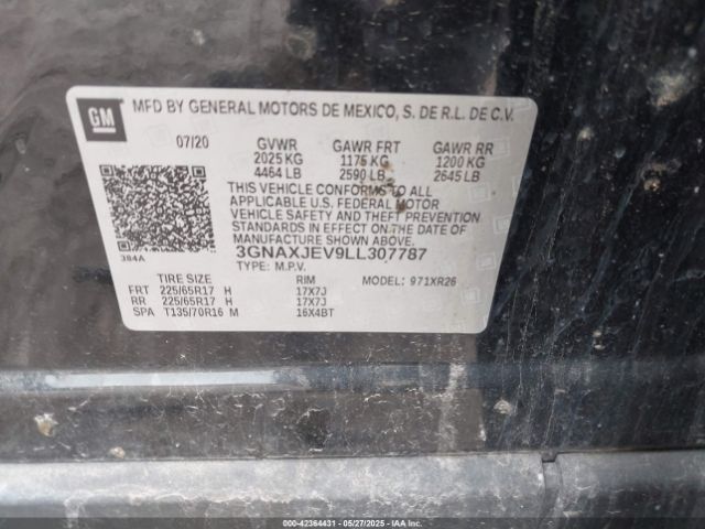 2020 CHEVROLET EQUINOX 3GNAXJEV9LL307787 Photo 8