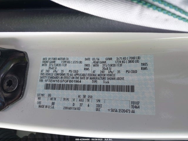 Ford 2016 2016 1FTEW1EG7GFB01964 Image 9