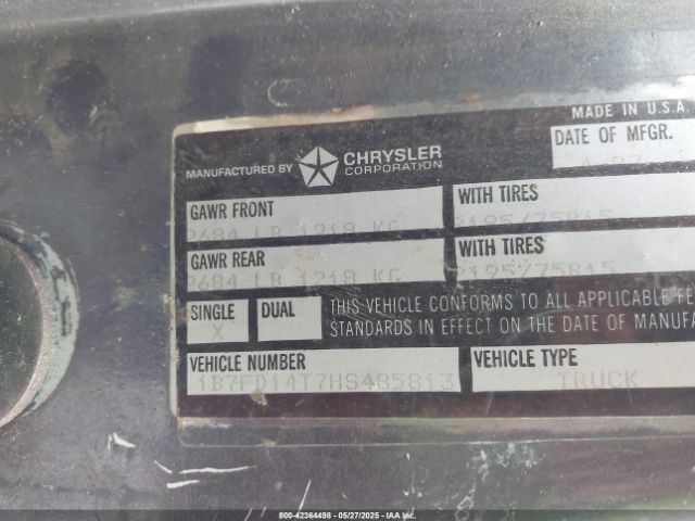 1987 DODGE D-SERIES 1B7FD14T7HS485813 Photo 8