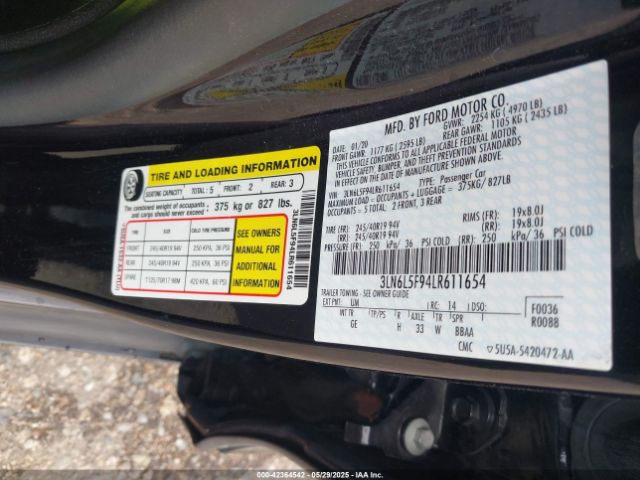 3LN6L5F94LR611654 Lincoln 2.0l gtdi high