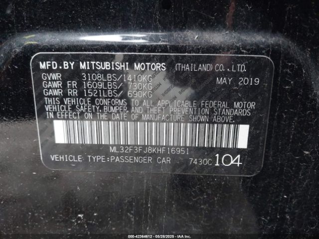 2019 MITSUBISHI MIRAGE G4 ML32F3FJ8KHF16951 Photo 8