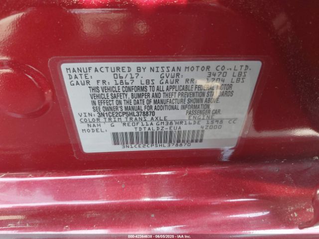 2017 NISSAN VERSA NOTE 3N1CE2CP5HL378870 Photo 8
