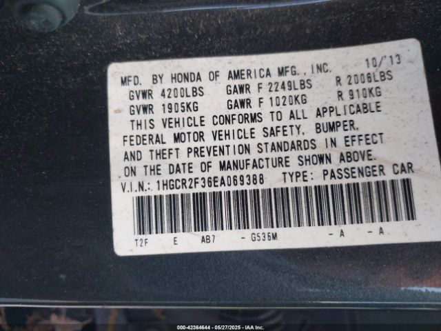 1HGCR2F36EA069388 Honda ACCORD LX