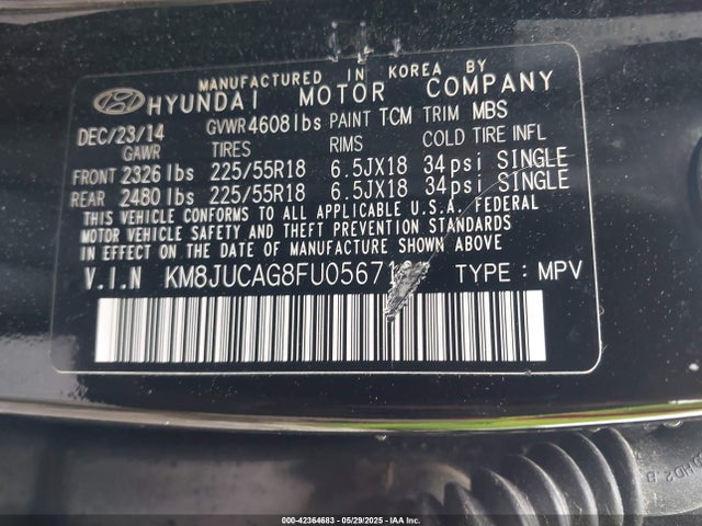 KM8JUCAG8FU056710 Hyundai Tucson Limited