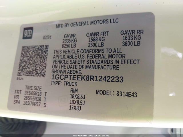 1GCPTEEK8R1242233 Chevrolet Colorado 4wd Trail Boss