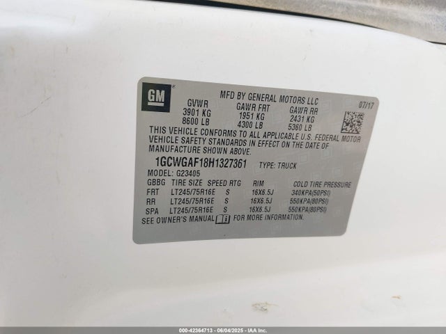 1GCWGAF18H1327361 Chevrolet lwn - di: direct injection, xlde