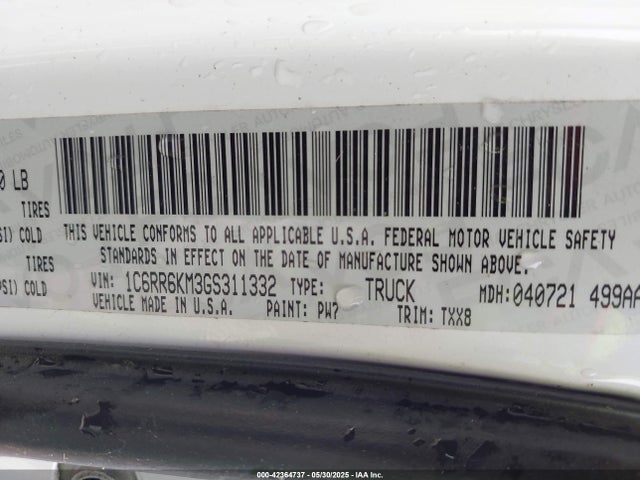 1C6RR6KM3GS311332 RAM 2016