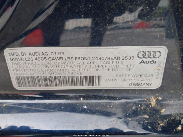 2009 AUDI A4 WAUSF78K19N054703 Photo 8
