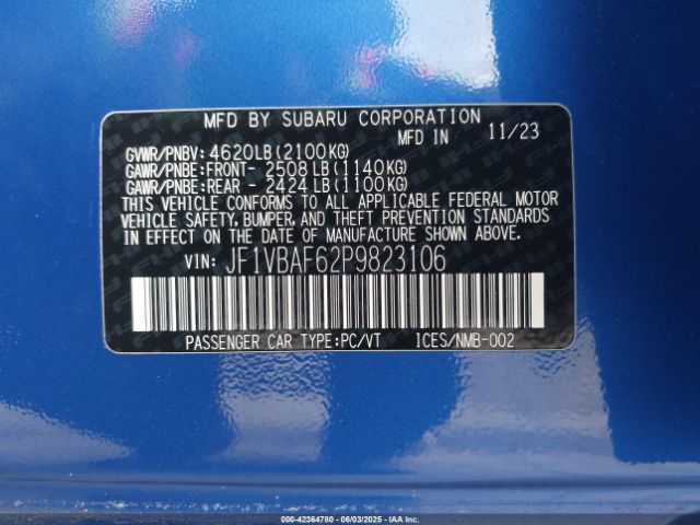 2023 SUBARU WRX JF1VBAF62P9823106 Photo 8