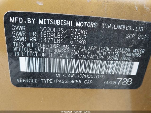 2023 MITSUBISHI MIRAGE ML32AWHJ0PH001038 Photo 8