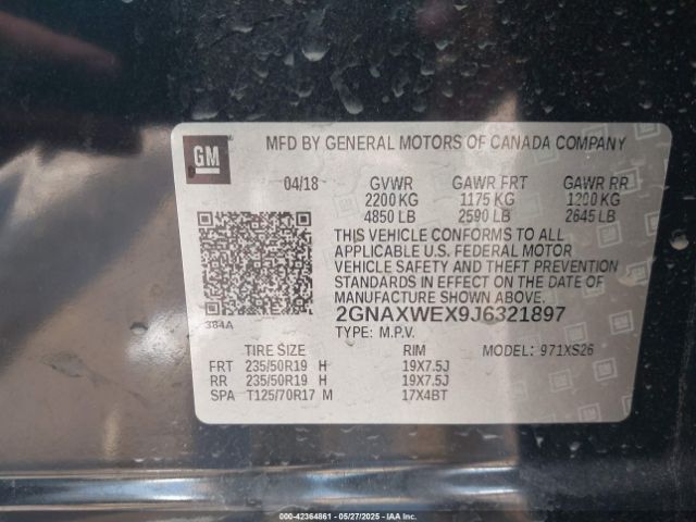 2018 CHEVROLET EQUINOX 2GNAXWEX9J6321897 Photo 8