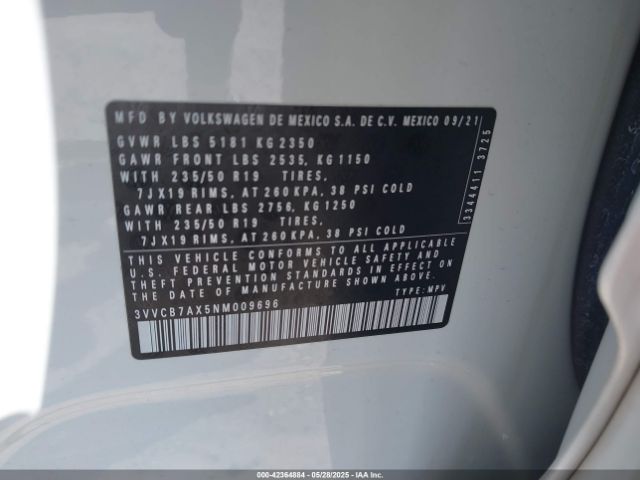2022 VOLKSWAGEN TIGUAN 3VVCB7AX5NM009696 Photo 8