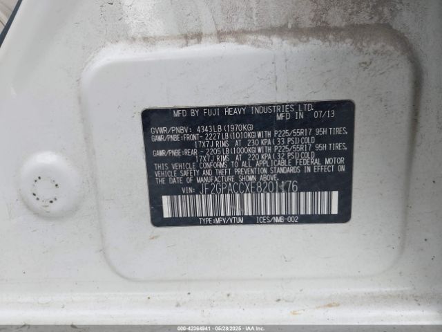 JF2GPACCXE8201176 Subaru Xv Crosstrek 2.0i Premium