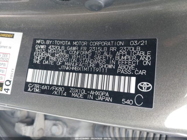 2021 TOYOTA C-HR JTNKHMBX1M1119111 Photo 8