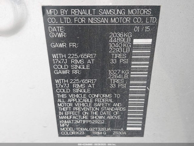 Nissan 2015 2015 KNMAT2MT1FP529212 Image 9
