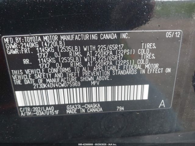 2012 TOYOTA RAV4 2T3DK4DV4CW075969 Photo 8