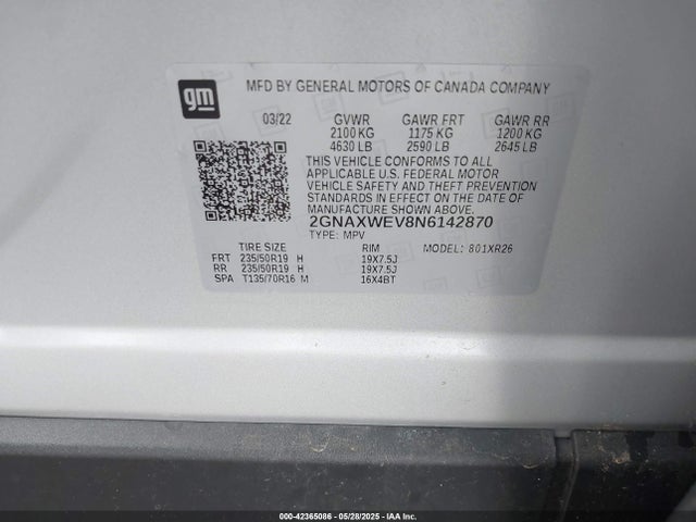 Chevrolet lyx 2022 2GNAXWEV8N6142870 Image 9