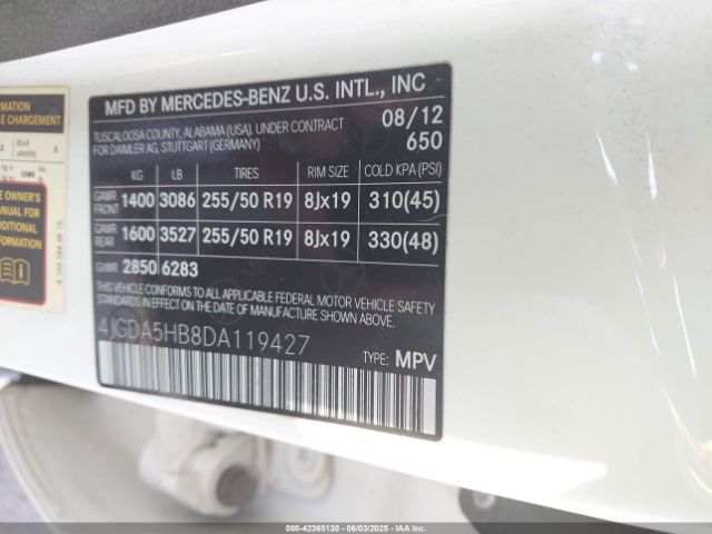 2013 MERCEDES-BENZ ML 350 4JGDA5HB8DA119427 Photo 8