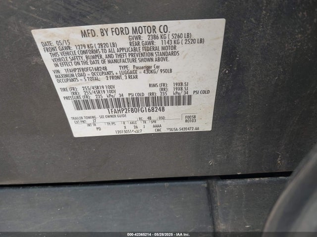 Ford 2015 2015 1FAHP2F80FG168248 Image 9