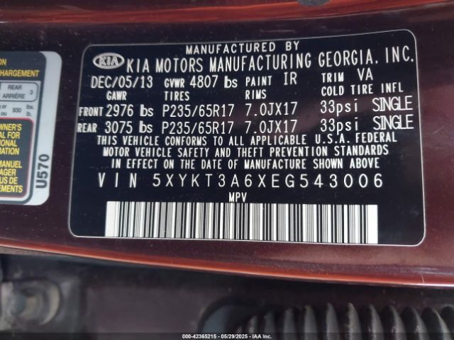 5XYKT3A6XEG543006 KIA SORENTO LX
