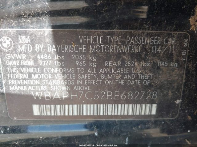 2011 BMW 328I WBAPH7C52BE682728 Photo 8