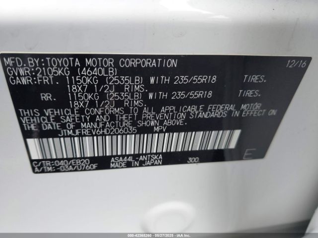 JTMJFREV6HD206035 Toyota RAV4 SE