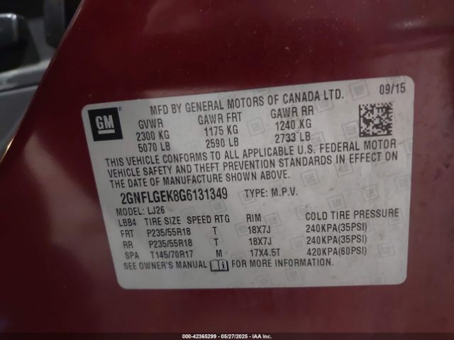 2GNFLGEK8G6131349 Chevrolet Equinox Ltz
