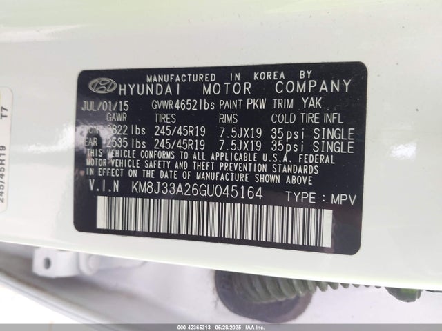 Hyundai Tucson Sport 2016 KM8J33A26GU045164 Image 9