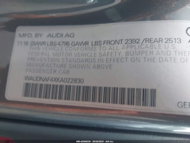2019 AUDI A4 WAUDNAF4XKA022830 Photo 8