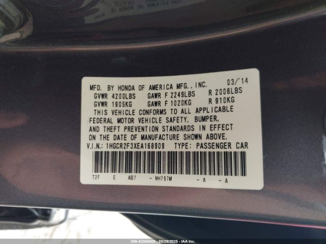 1HGCR2F3XEA168909 Honda ACCORD LX