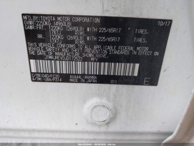 JTMRJREV0JD172522 Toyota Rav4 Hybrid Le