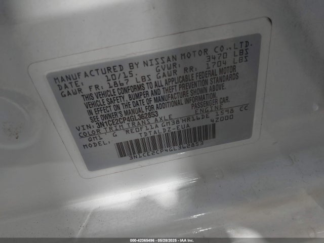 Nissan Versa Note S (sr)/s Plus/sl/sr/sv 2016 3N1CE2CP4GL362853 Image 9