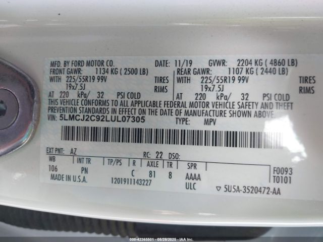 2020 LINCOLN CORSAIR 5LMCJ2C92LUL07305 Photo 8