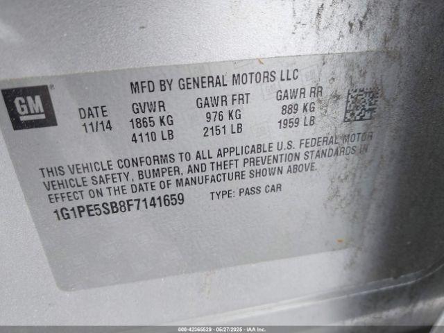 1G1PE5SB8F7141659 Chevrolet CRUZE LT