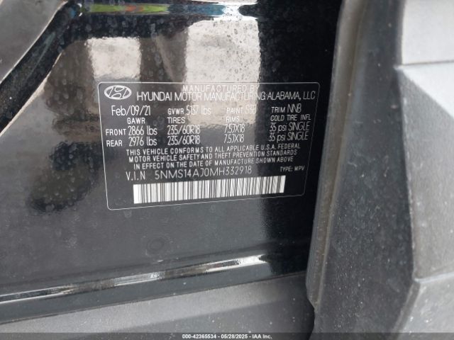 2021 HYUNDAI SANTA FE 5NMS14AJ0MH332918 Photo 8
