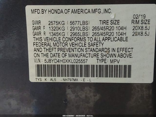 2019 ACURA MDX 5J8YD4H0XKL025557 Photo 8